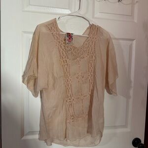 Johnny Was Beige Lace Blouse